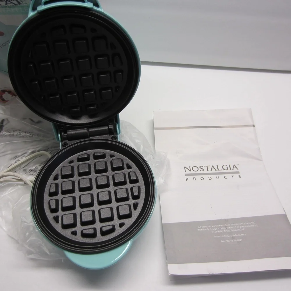 Nostalgia MyMini Personal Electric Waffle‎ Maker, MWF5TL  Teal Blue